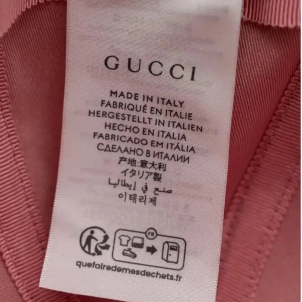 Gucci White Logo Embroidered Pink Cotton Baseball Cap Hat Size L AUTHENTIC New